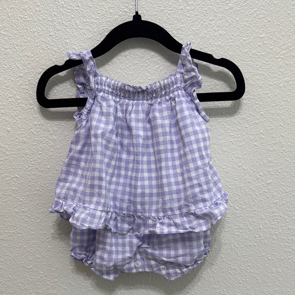 Janie and Jack Purple Gingham Ruffle Top